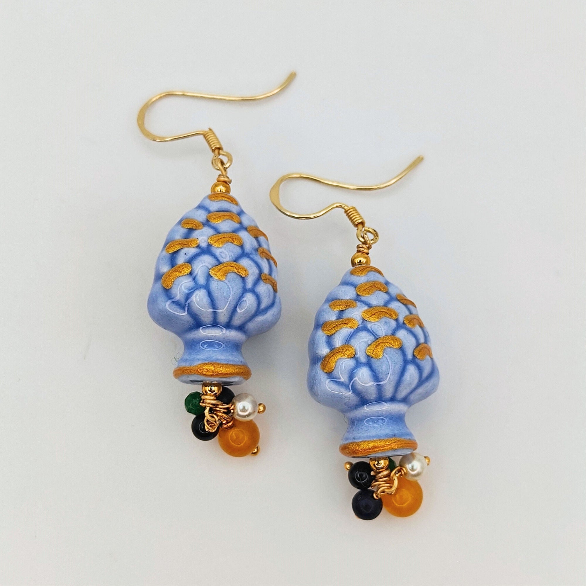 Caltagirone Pinecone BLÅ - örhängen
