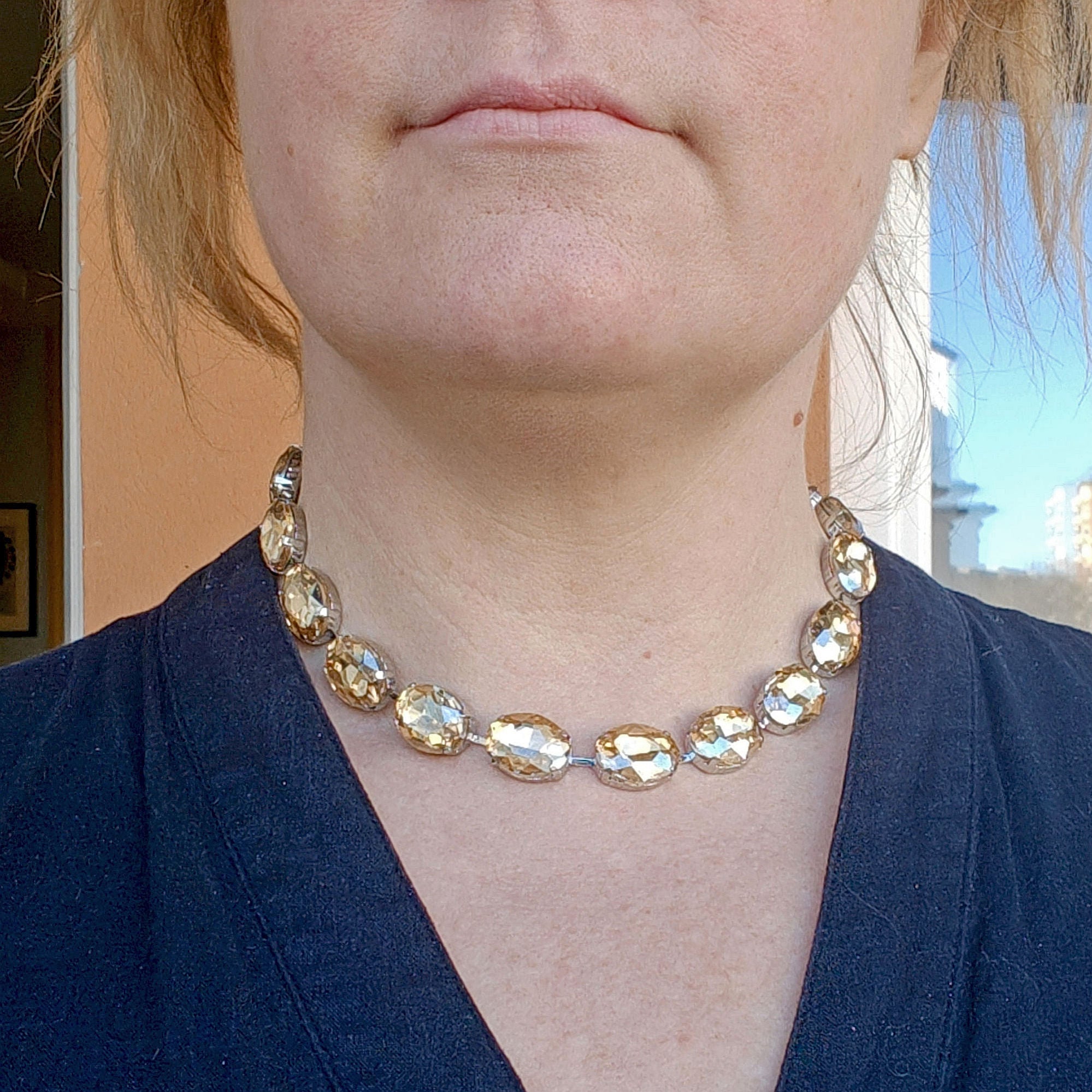 Anna W oval champagne - necklace