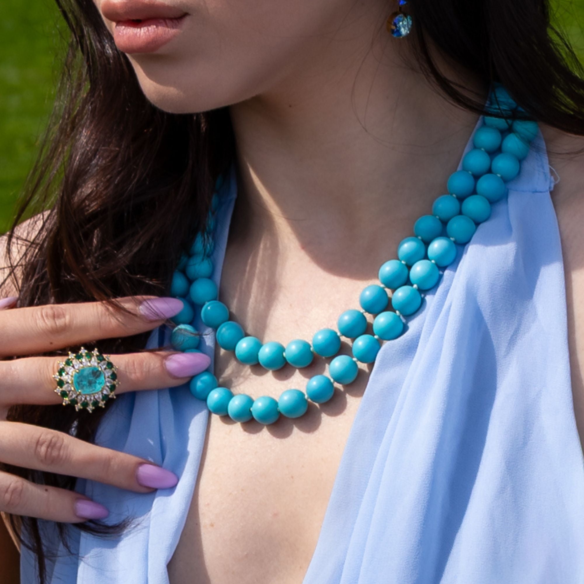 Luna Turquoise lång - halsband