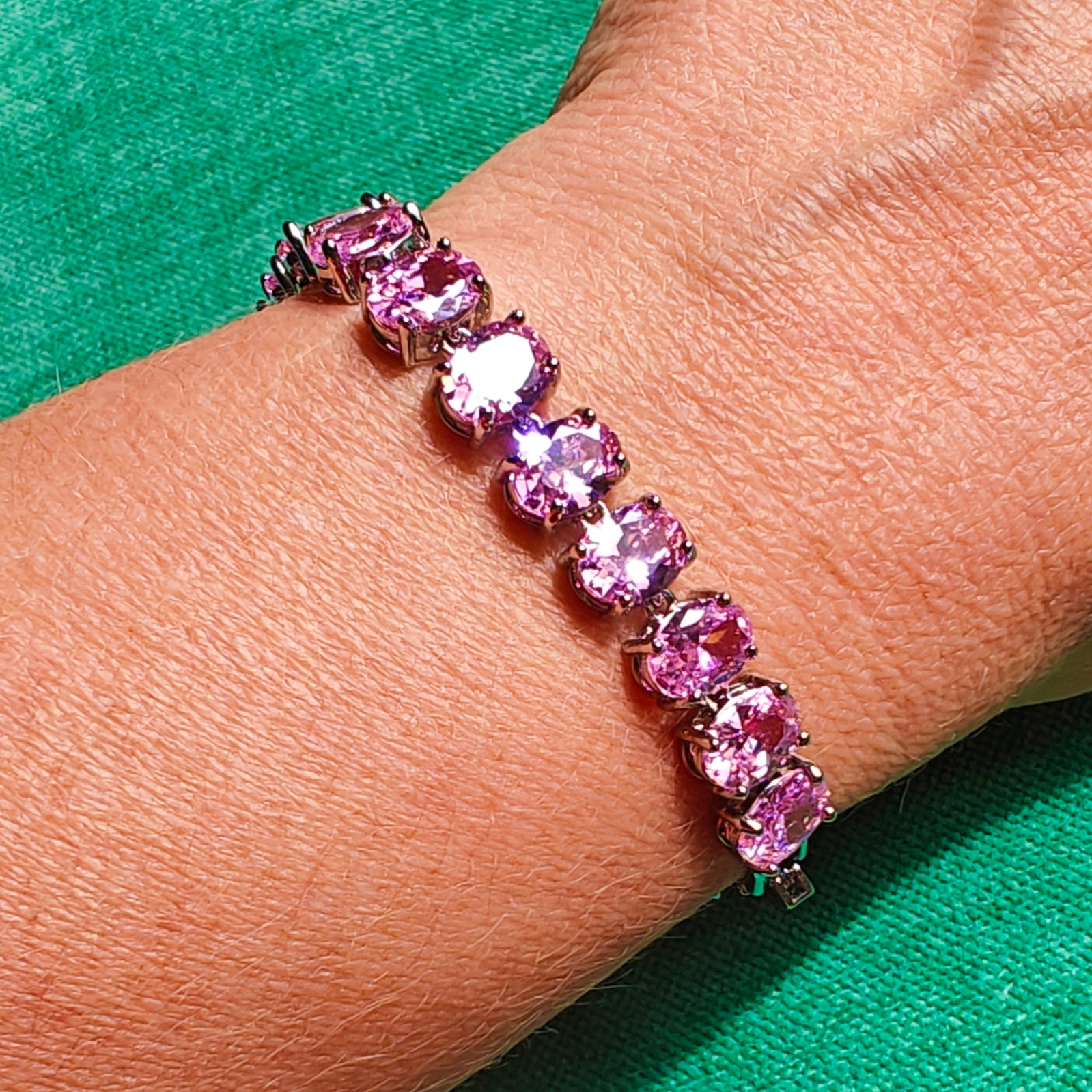 Tennis bracelet big stones pink | Tennisarmband stora stenar rosa