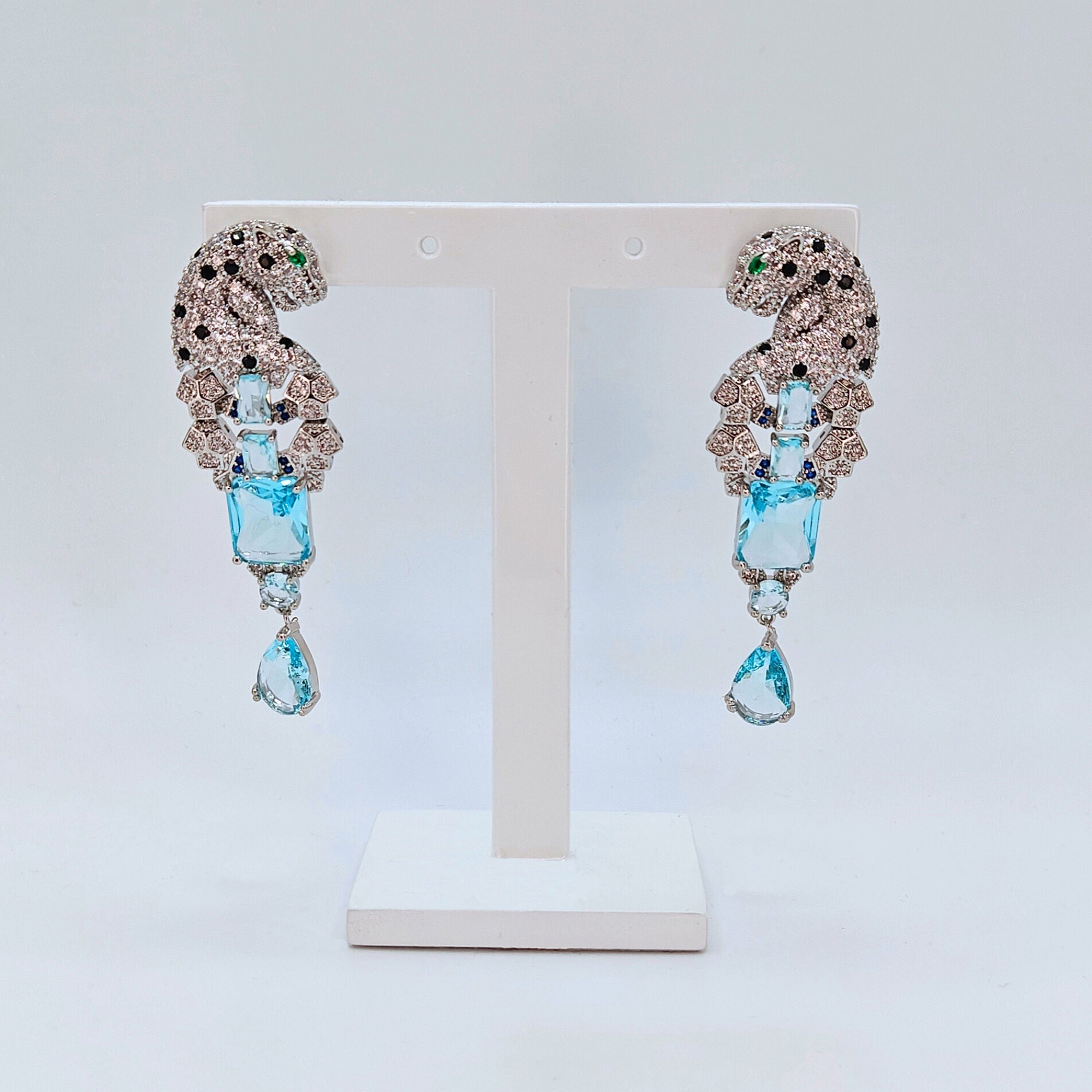 Leopard BLÅ - örhängen