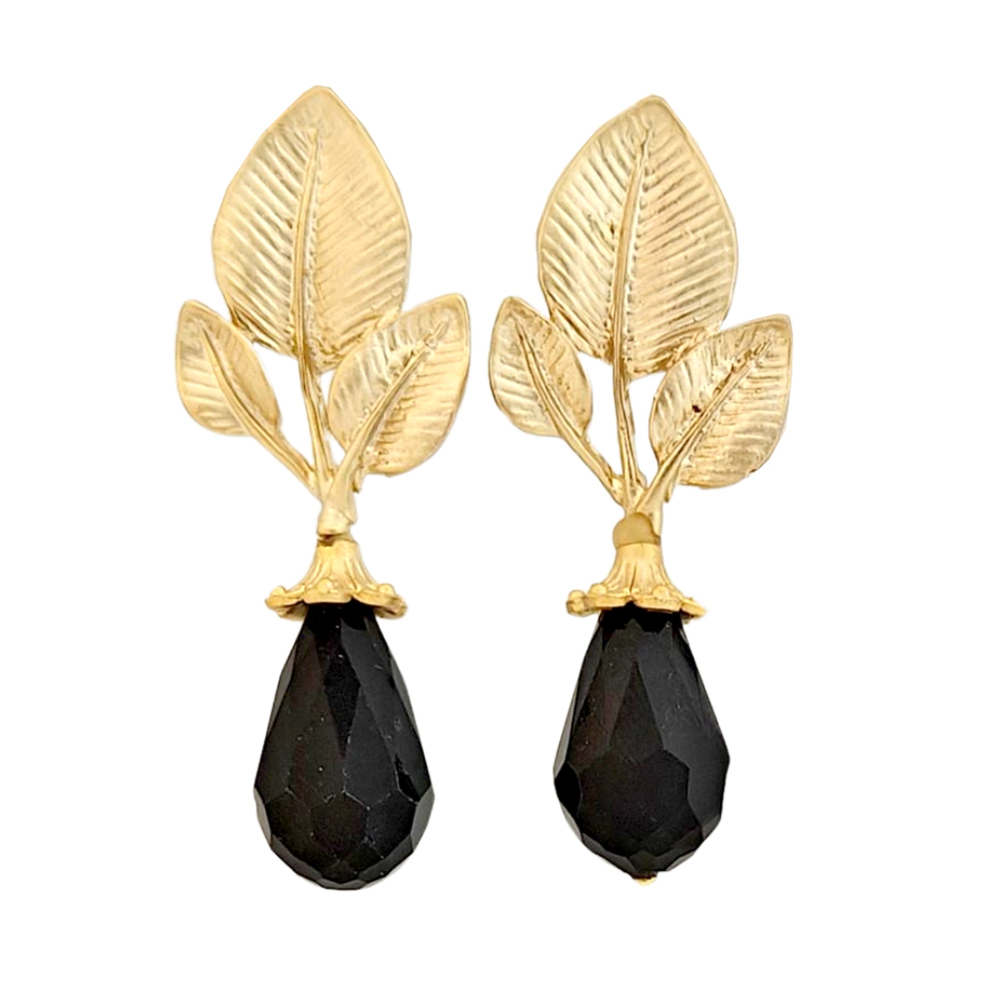 Leaves BLACK - earrings