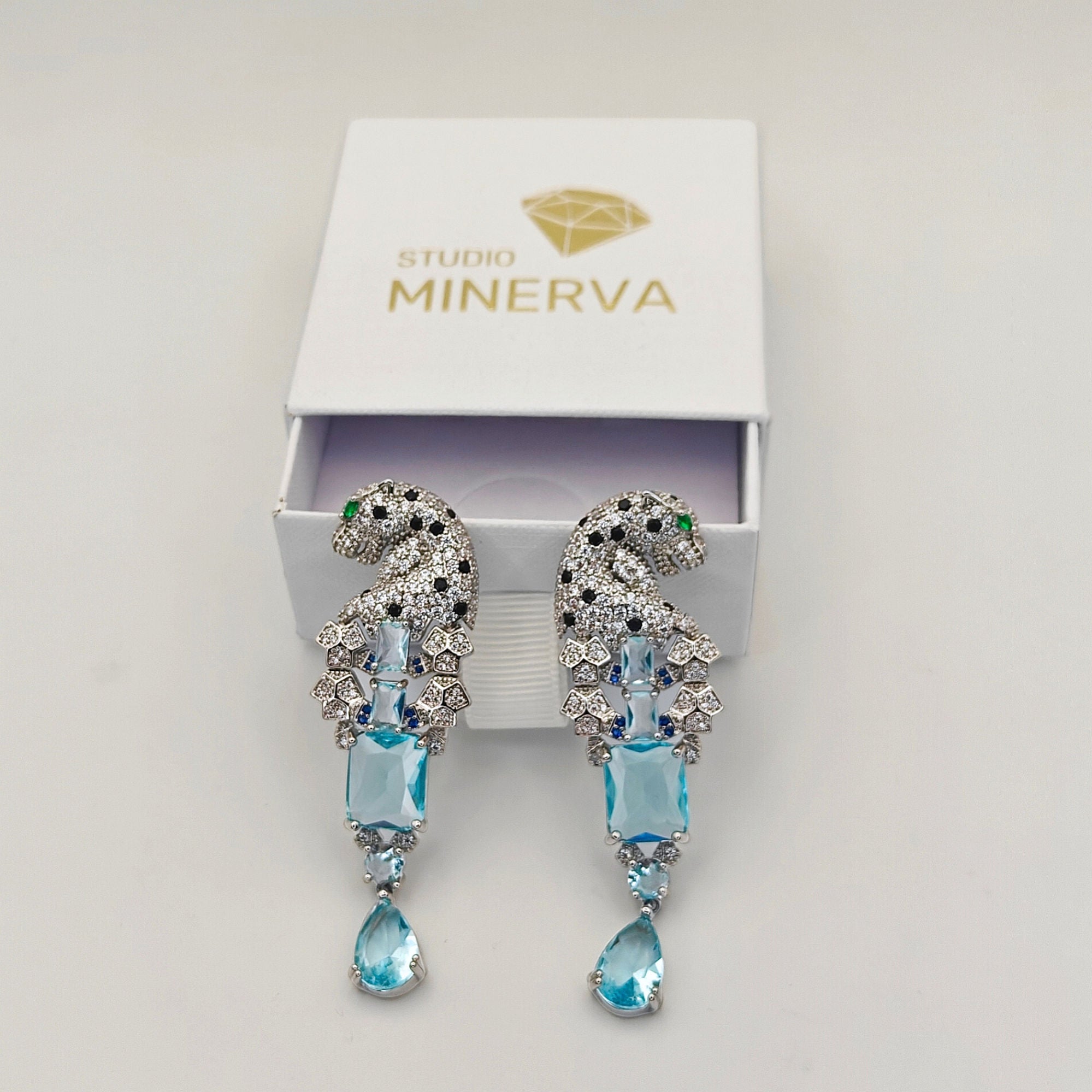 Leopards BLUE - earrings