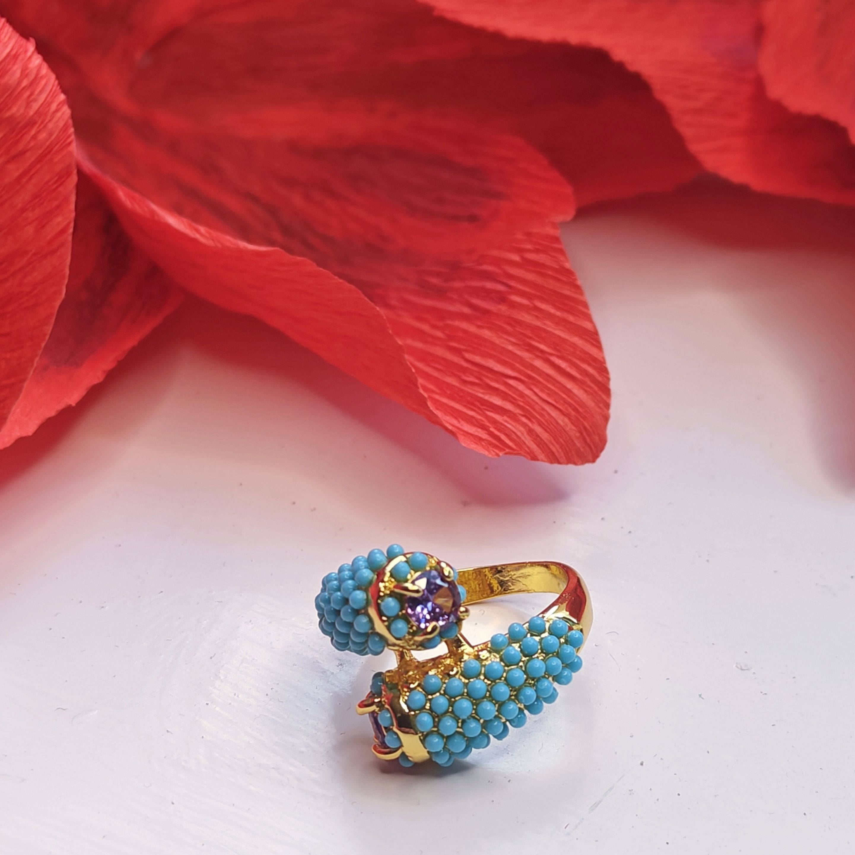 Coctail ring turquoises amethysts gold | Cocktailring turkoser ametister guld