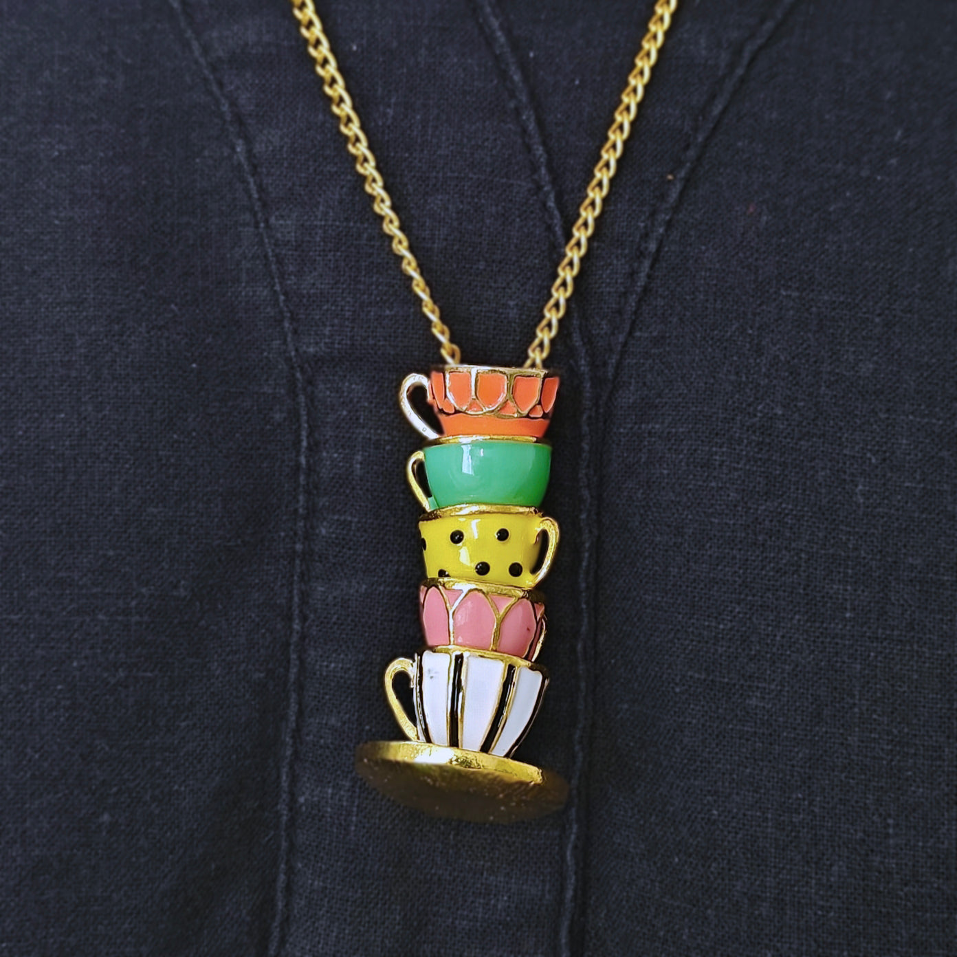 Teacups RAINBOW - necklace