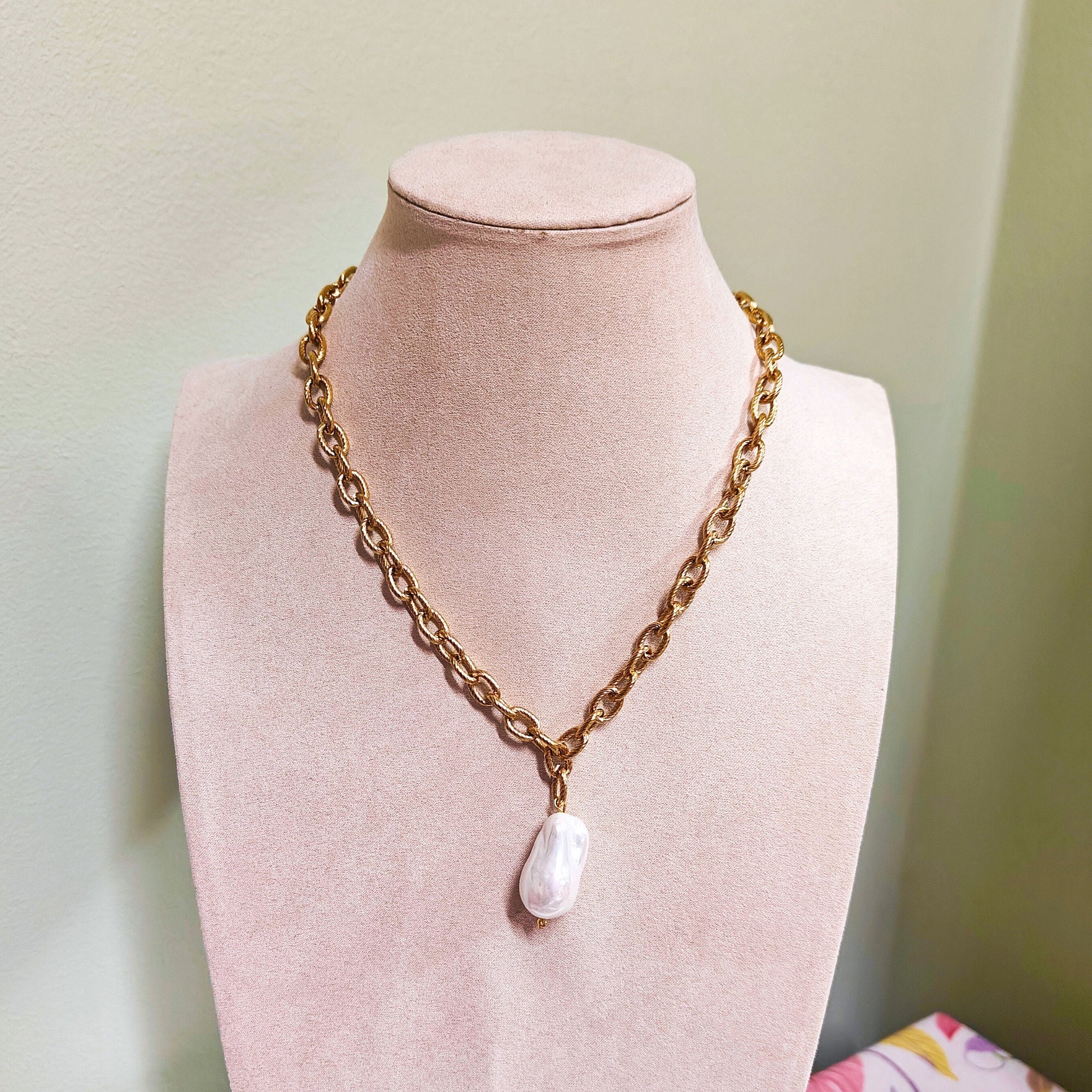 Big pearl GULD - halsband