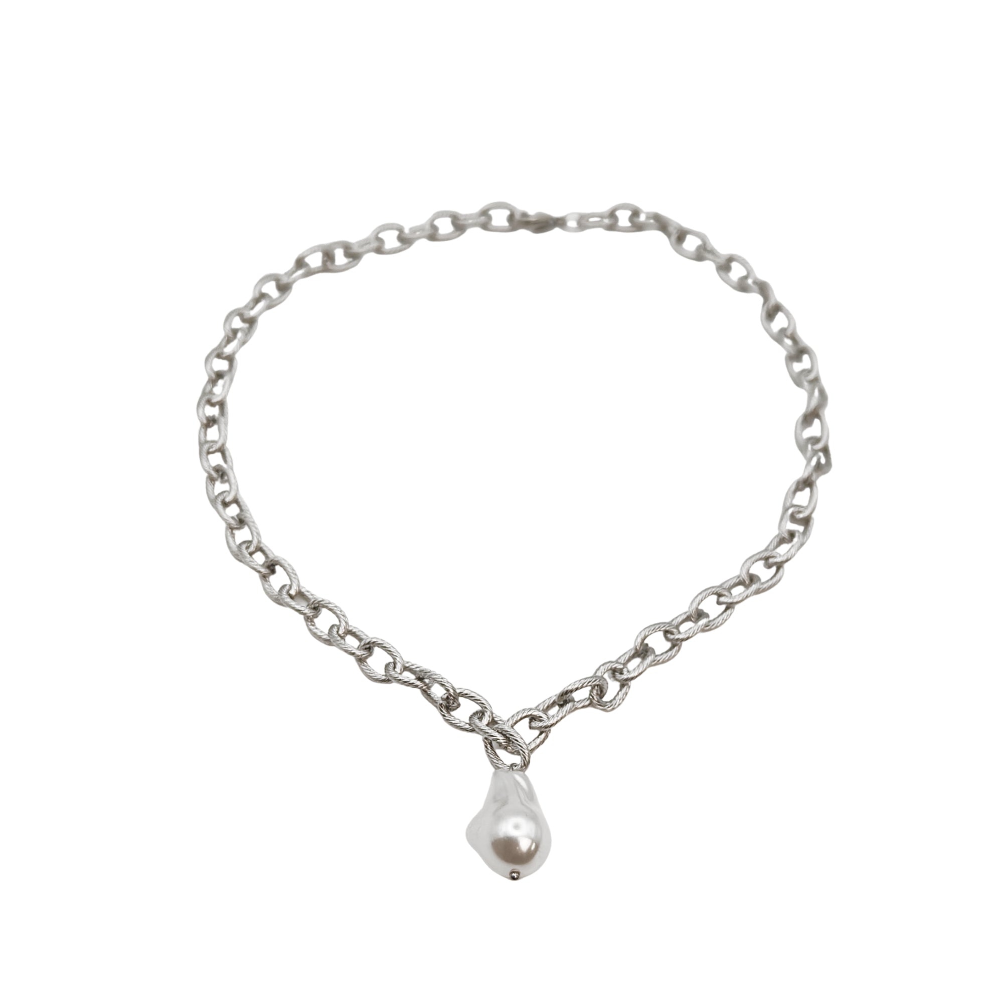 Big pearl SILVER - halsband