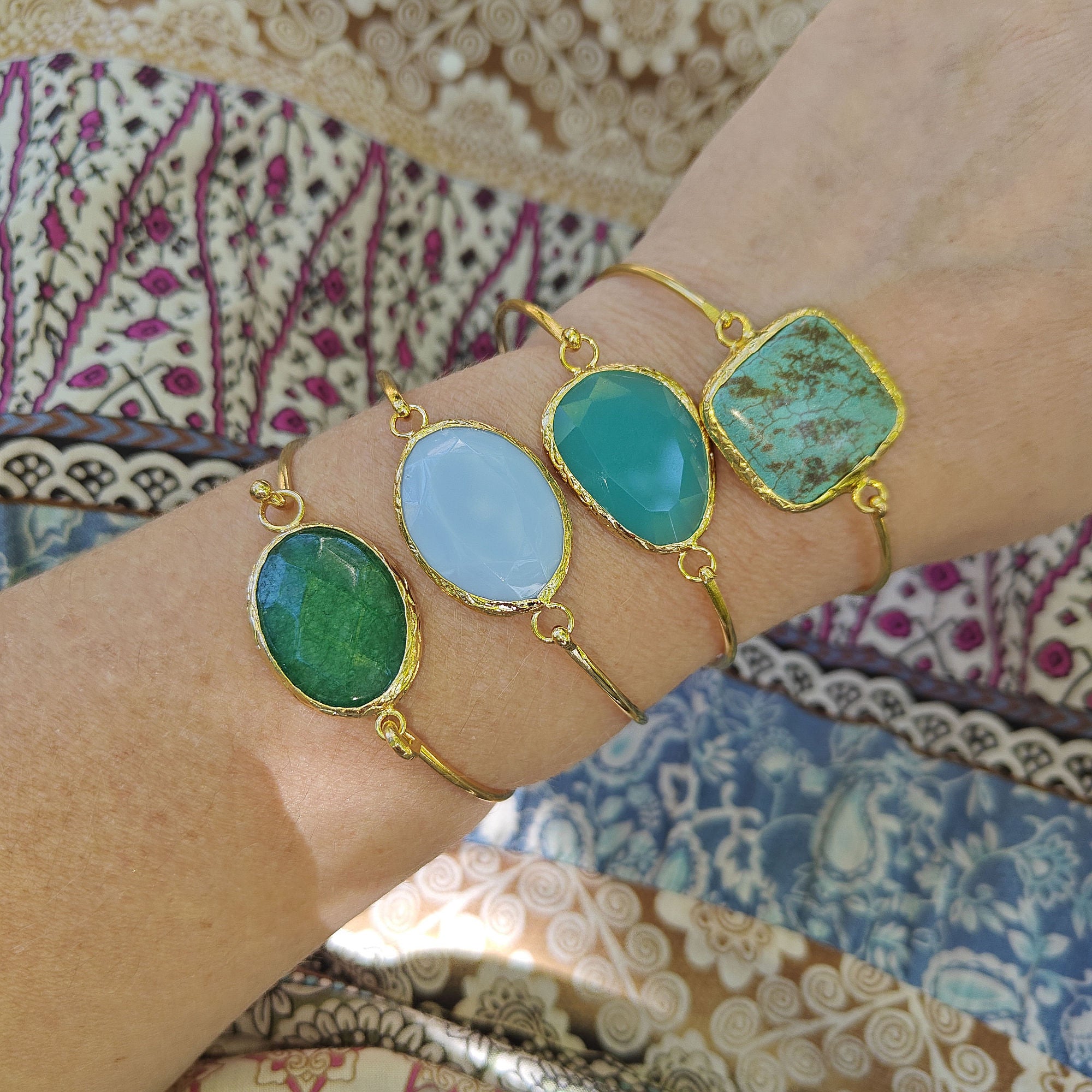 Eye bangle GREEN SQUARE - bracelet