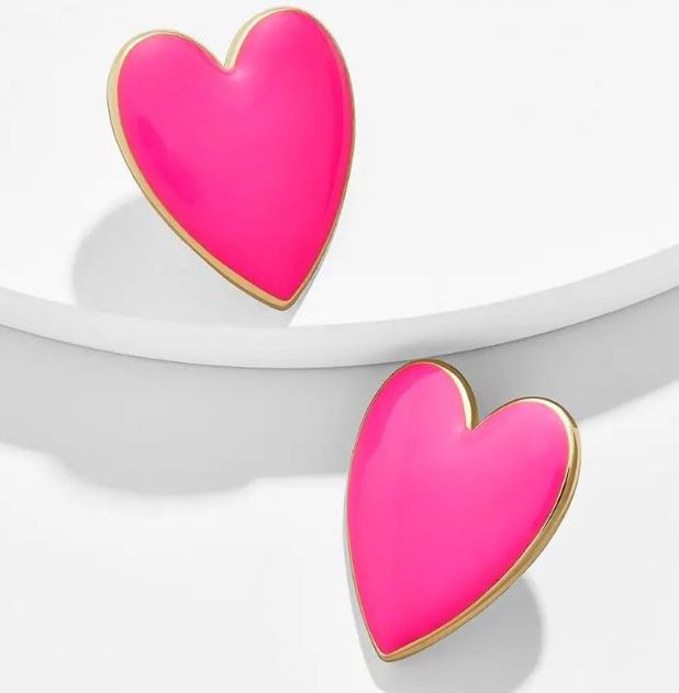 Cute stud earrings heart shaped pink | Örhängen studs hjärtformade rosa