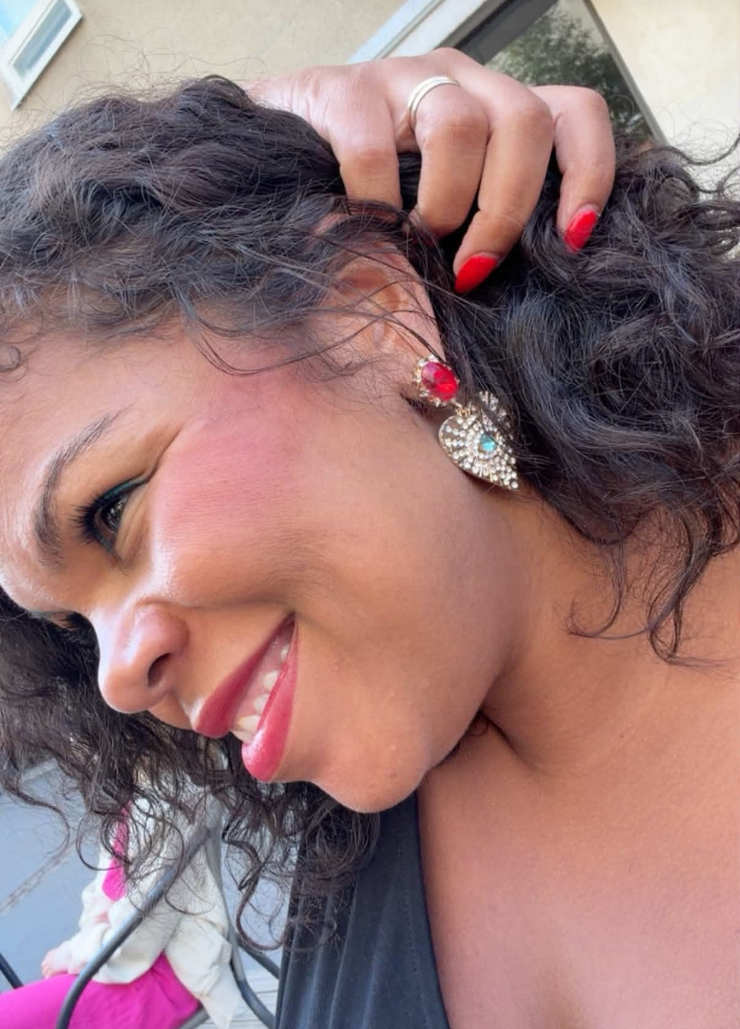 How you style big sparkly earrings