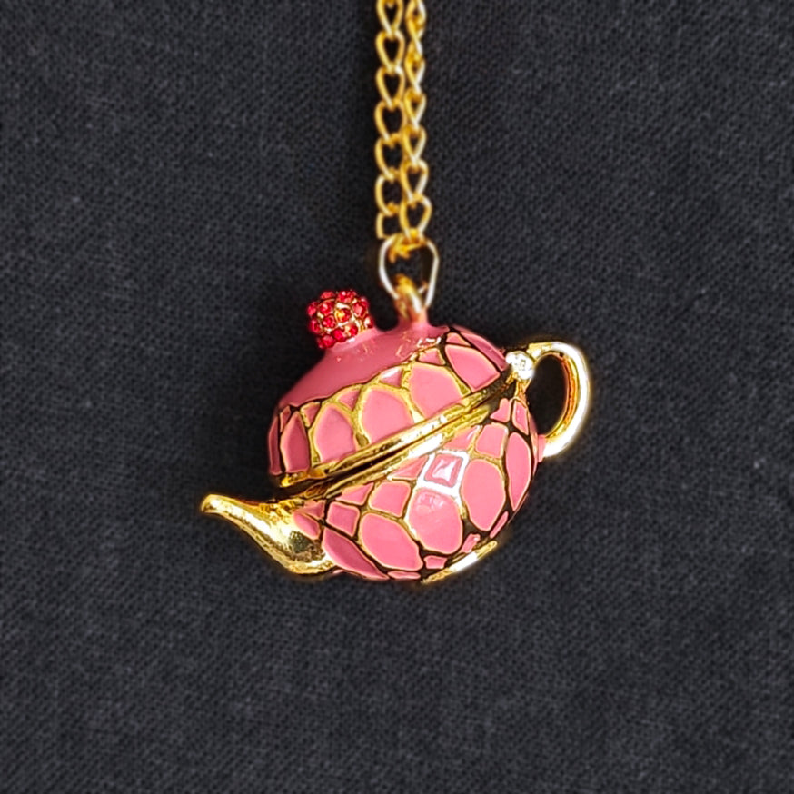 Teapot PINK - necklace